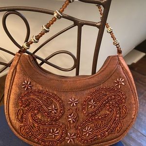Brown paisley evening bag